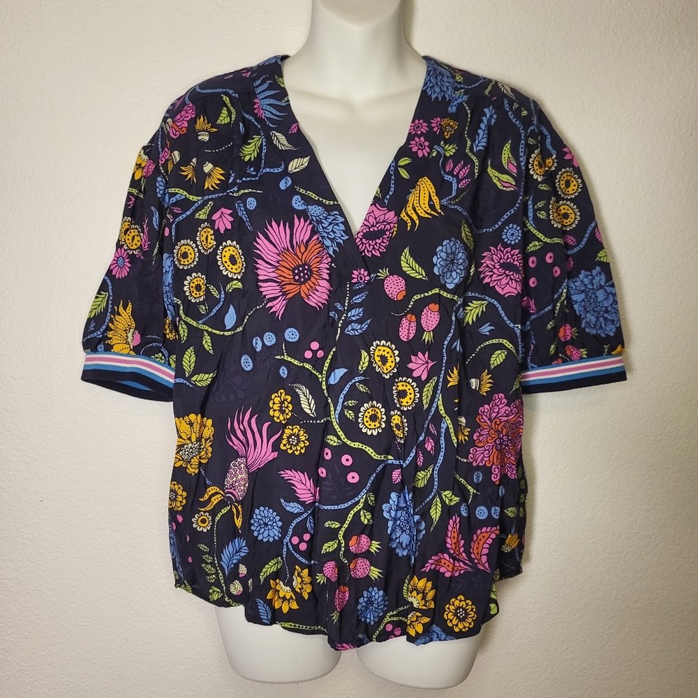 Anthropologie Black Floral Blouse